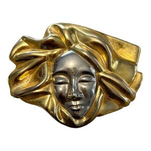 Vintage MCM Signed LFL Charmant Figural Face Brooch